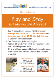 Play and Stay mit Andreas @ Tennishalle | Berlin | Berlin | Deutschland