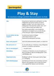 Play & Stay für Erwachsene @ Tennisklub Blau-Gold Steglitz | Berlin | Berlin | Deutschland