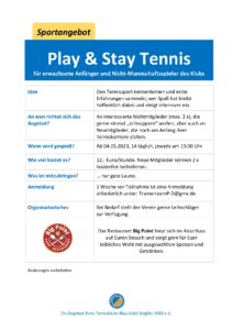 Play & Stay Tennis @ Tennisklub Blau-Gold Steglitz e.V.