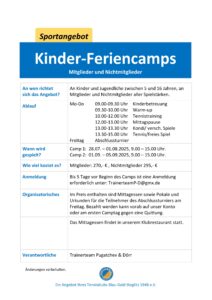 Kinder-Feriencamp, Teil 1 @ Tennisklub Blau-Gold Steglitz e.V.