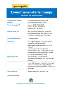 Erwachsenen-Feriencamp, Teil 2 @ Tennisklub Blau-Gold Steglitz e.V.