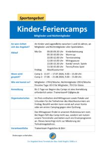 Kinder-Feriencamp, Teil 1 @ Tennisklub Blau-Gold Steglitz e.V.