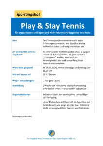 Play & Stay Tennis @ Tennisklub Blau-Gold Steglitz e.V.